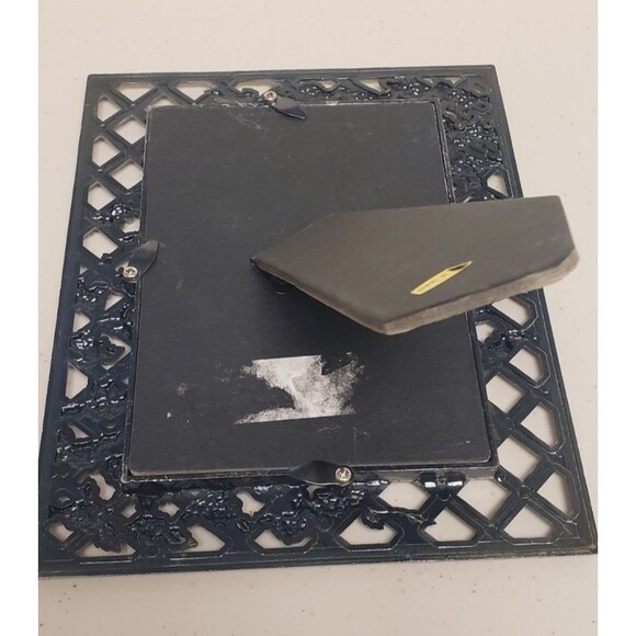 Pewter Style Picture Frame 5” x 7” Photo Vintage Floral Rose Motif Lattice Roses - Picture 7 of 11